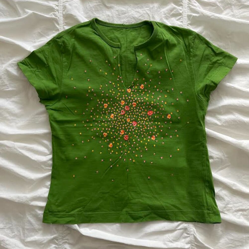 Floral Print Y2K Cropped Baby Tee